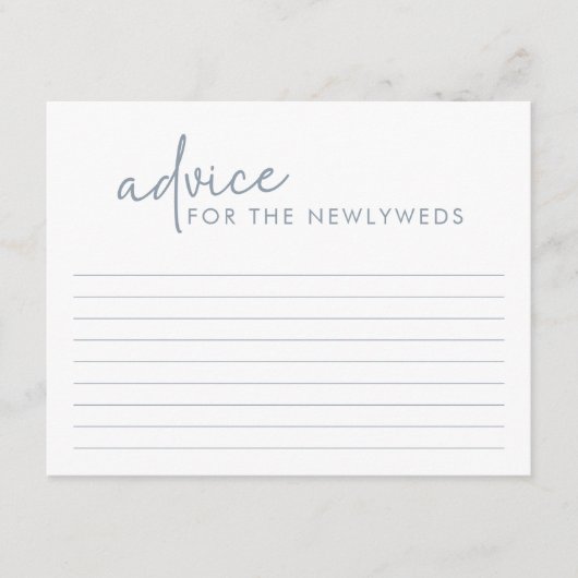 Dusty Blue & White Minimalistisch Brautparty Ratsc Begleitkarte (Vorderseite)