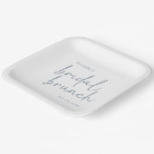 Dusty Blue & White Minimalistisch Script Bridal Br Pappteller (Gewinkelt)