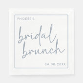Dusty Blue & White Minimalistisch Script Bridal Br Serviette (Vorderseite)