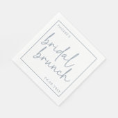 Dusty Blue & White Minimalistisch Script Bridal Br Serviette (Ecke)