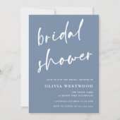 Dusty Blue & White Modern Brautparty Einladung (Vorderseite)