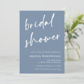 Dusty Blue & White Modern Brautparty Einladung (Stehend Vorderseite)