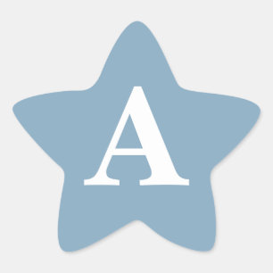 Dusty Blue White Monogram Simple Brautparty Stern-Aufkleber