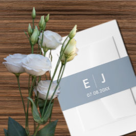 Dusty Blue & White Monogram Wedding Einladungsbanderole