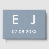 Dusty Blue & White Monogram Wedding Gästebuch (Vorderseite)