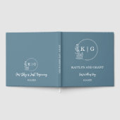 Dusty Blue & White Monogram Wedding Guestbook Gästebuch (Voll)