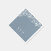 Dusty Blue White Monogram Wedding Napkins Serviette (Ecke)