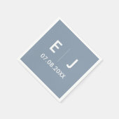 Dusty Blue & White Monogram Wedding Serviette (Ecke)