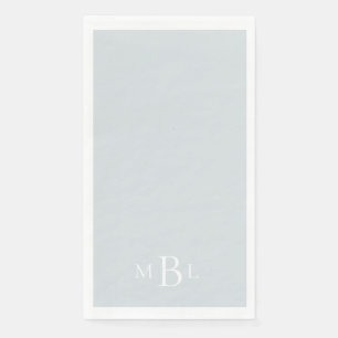 Dusty Blue White Monogram Wedding Serviette