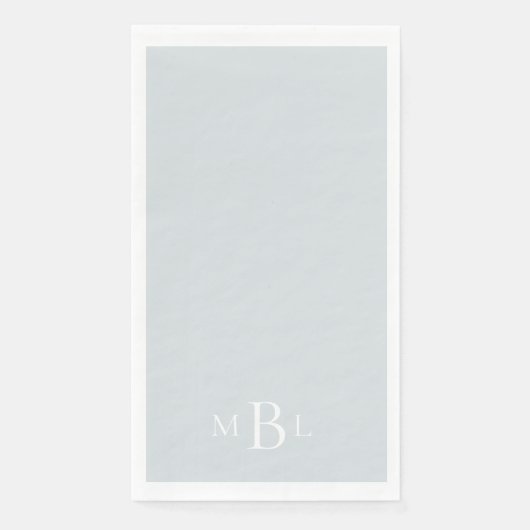 Dusty Blue White Monogram Wedding Serviette (Vorderseite)