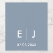 Dusty Blue & White Monogram Wedding Weinetikett (Einzelnes Label)