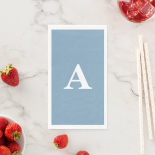 Dusty Blue White Monogramme Einfach, einfach, kund Serviette