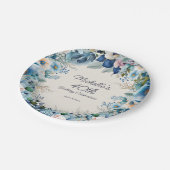 Dusty Blue White Navy Floral Women's 40. Geburtsta Pappteller (Schrägansicht)