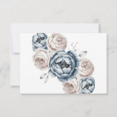 Dusty Blue & White Peony Wedding Dankeskarte (Rückseite)