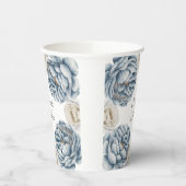 Dusty Blue & White Peony Wedding Pappbecher (Links)