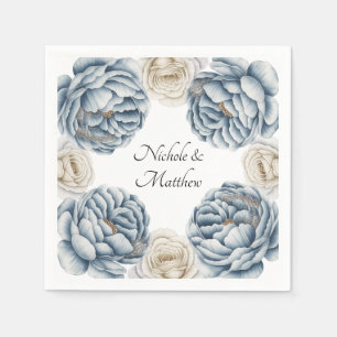 Dusty Blue & White Peony Wedding Serviette