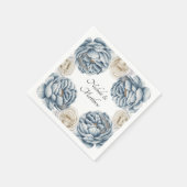 Dusty Blue & White Peony Wedding Serviette (Ecke)