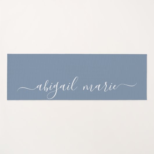 Dusty Blue & White Personalisiert Script Reversibl Yogamatte (Vorderseite (Horizontal))