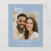 Dusty blue white photo wedding Save the Date Flyer (Vorne)