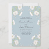 Dusty Blue White Rose Wedding Einladung (Vorderseite)