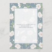 Dusty Blue White Rose Wedding Photo Save the Date Einladung (Rückseite)