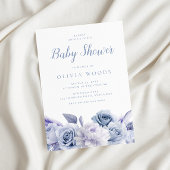Dusty Blue & White Roses Baby Dusche Einladung