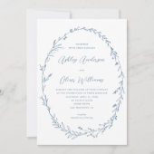 Dusty Blue White Rustic Wildblume Wreath Wedding Einladung (Vorderseite)