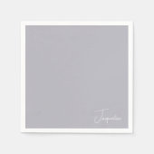 Dusty Blue White Script Name Showcocktail Serviette (Vorderseite)