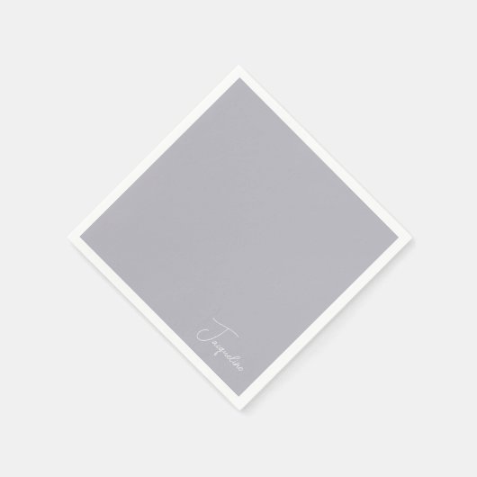 Dusty Blue White Script Name Showcocktail Serviette (Ecke)