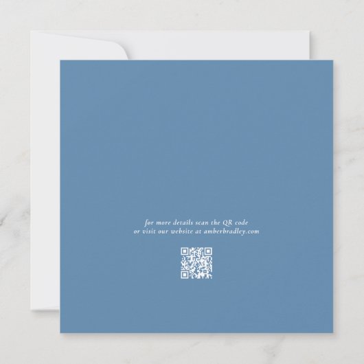 Dusty Blue White Script QR-Code Save the Date Einladung (Rückseite)