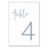 Dusty Blue & White Simple Brautparty Flat Tischnummer (Rückseite)