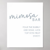 Dusty Blue & White Simple Brautparty Mimosa Bar Poster (Vorne)
