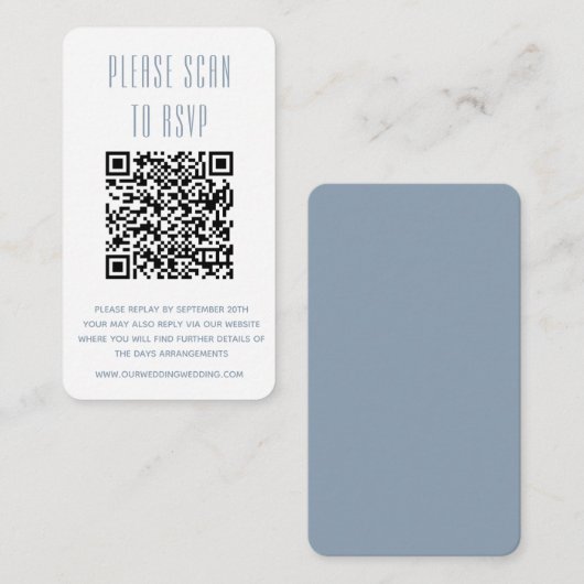 Dusty Blue & White Simple UAWG mit QR-Code Begleitkarte (Vorne/Hinten)