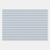 Dusty Blue & White Streifen Polka Dot Zickzack Geschenkpapier Set (Vorderseite 3)