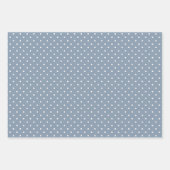 Dusty Blue & White Streifen Polka Dot Zickzack Geschenkpapier Set (Vorderseite 2)