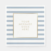 Dusty Blue White Stripe Imitate Gold Foil Serviette (Vorderseite)