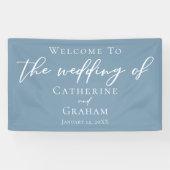 Dusty Blue White Typografy Coastal Wedding Banner (Horizontal)