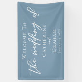 Dusty Blue White Typografy Coastal Wedding Banner (Vertikal)