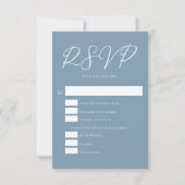 Dusty Blue White Typografy Coastal Wedding RSVP Karte (Vorderseite)