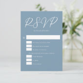Dusty Blue White Typografy Coastal Wedding RSVP Karte (Stehend Vorderseite)
