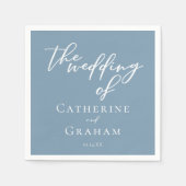 Dusty Blue White Typografy Coastal Wedding Serviette (Vorderseite)