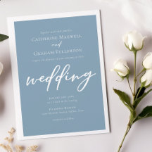 Dusty Blue White Typografy Summer Wedding