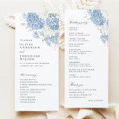Dusty Blue White Watercolor Wedding Ceremony Programm