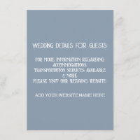 Dusty Blue White Wedding Details für die Gäste Coo