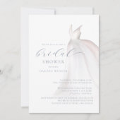 Dusty Blue White Wedding Dress Brautparty Einladung (Vorderseite)