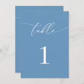 Dusty Blue & White Wedding/Event-Tischnummer (Vorne/Hinten)