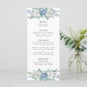 Dusty Blue & White Wedding Menu Menükarte (Stehend Vorderseite)