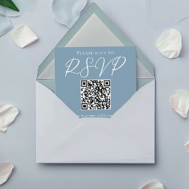 Dusty Blue White Wedding QR Code UAWG Begleitkarte