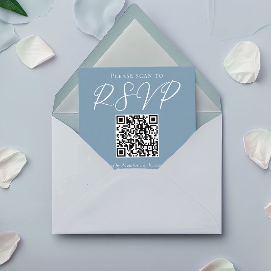 Dusty Blue White Wedding QR Code UAWG Begleitkarte