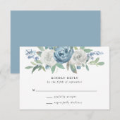 Dusty Blue & White Wedding RSVP Card Karte (Vorne/Hinten)